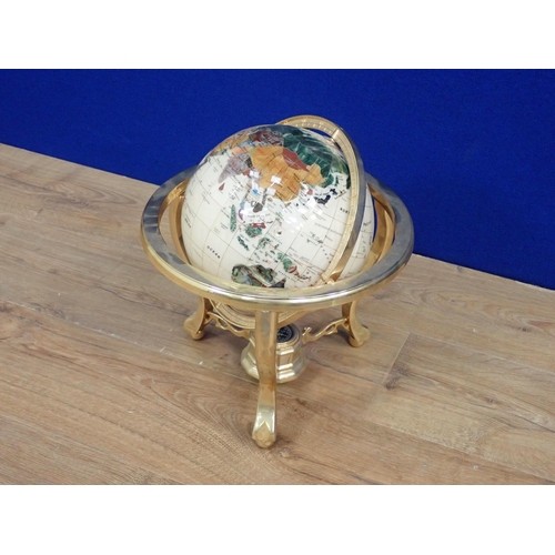 307 - A modern brass Table Globe, 13in H