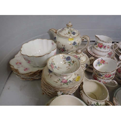 330 - A Limoges floral patterned Tea Service, a part Woods floral patterned Tea Service, sundry Teaware, a... 