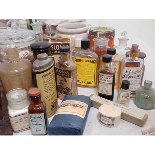 331 - A quantity of glass and stoneware Chemists Jars and Bottles, a Rack of Test Tubes, Milk Bottles, etc