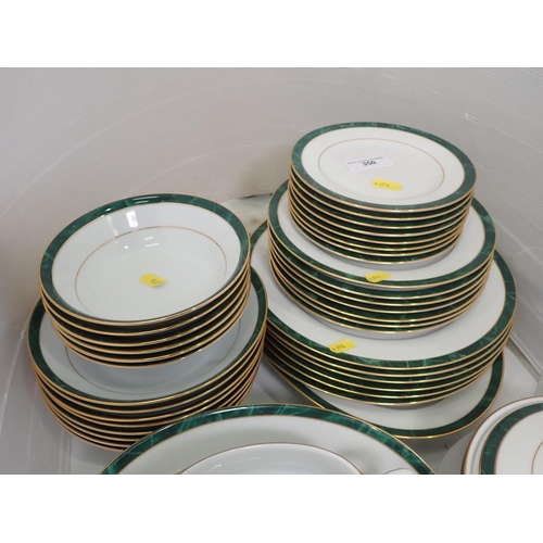 350 - Noritake part Dinner Service with green band