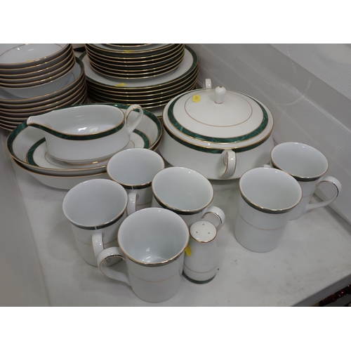 350 - Noritake part Dinner Service with green band