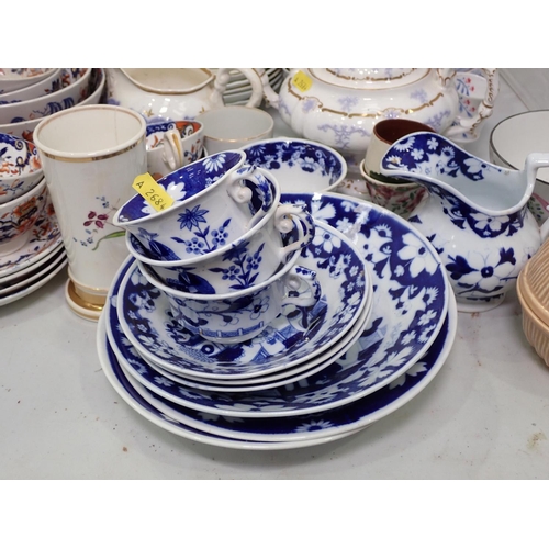 359 - Victorian Staffordshire Imari style part Tea Services, Comport and cups and saucers with purple moul... 