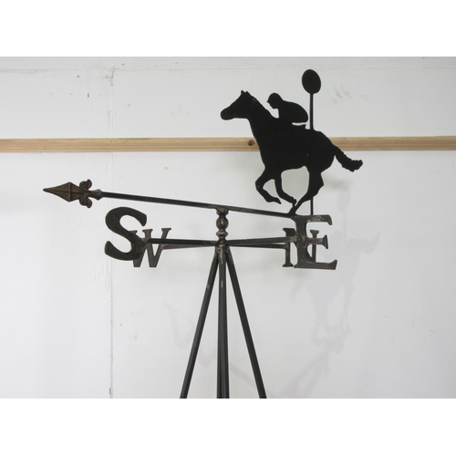 36 - A metal horse and jockey Weather Vane on tapering stand, 7ft 6in H