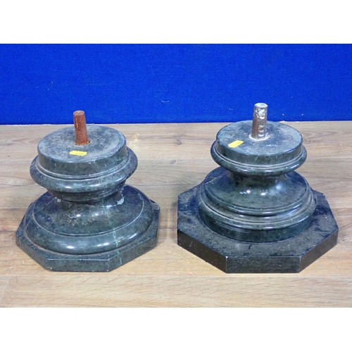 371 - Two green marble Plinth Bases A/F