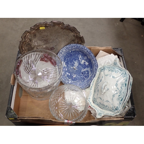 381 - Various glass Bowls, plated Stand, oval plated Dish, plated Salver