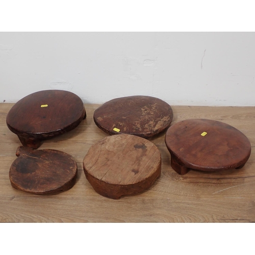 383 - Collection of African low Stools with three feet