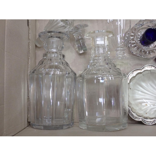 385 - Three various Decanters, wine glasses etc