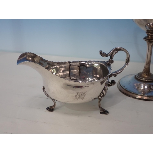 400 - A box of various plated ware including a double Decanter, two handled Trophy, Toast Rack, etc