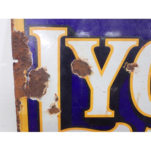 423 - An enamel and metal Lyons' Tea Sign, 18in x 25in, A/F