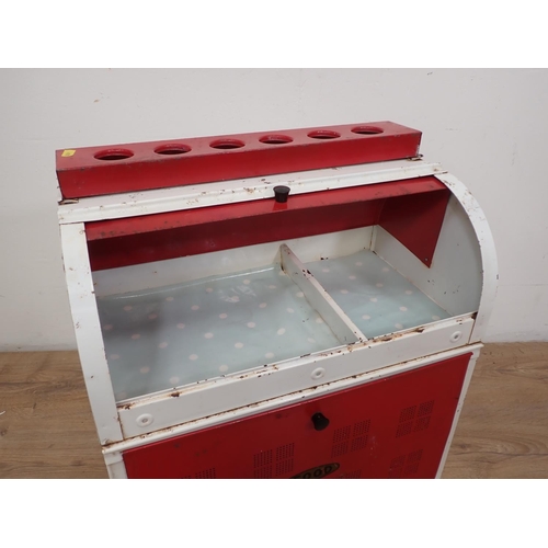 453 - A metal Food Cupboard, painted red and white, 18in W x 22in H