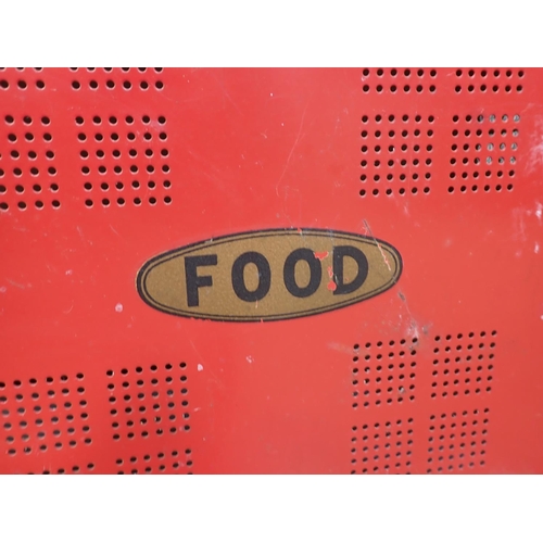 453 - A metal Food Cupboard, painted red and white, 18in W x 22in H