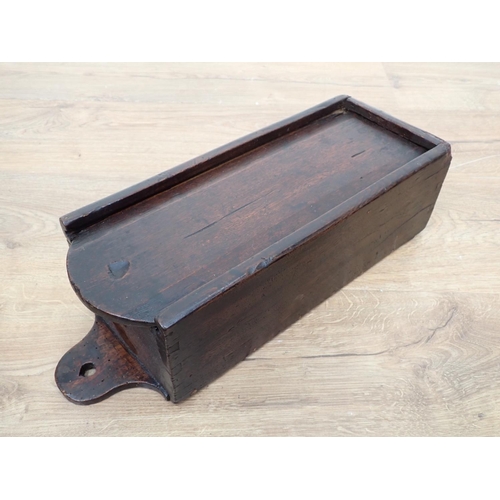 455 - An antique fruitwood Candle Box with sliding cover, 16in