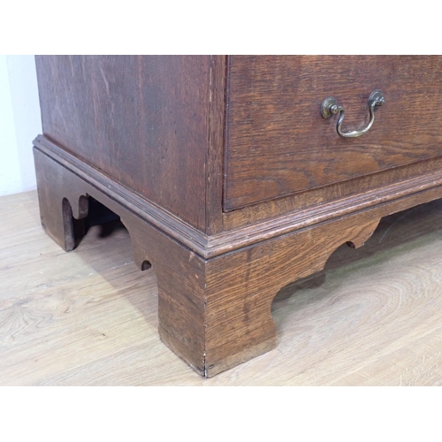 46 - A 19th Century oak Chest of four long graduated drawers on bracket supports, 3ft 5in W x 2ft 10in H