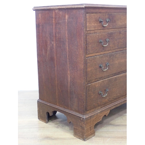 46 - A 19th Century oak Chest of four long graduated drawers on bracket supports, 3ft 5in W x 2ft 10in H