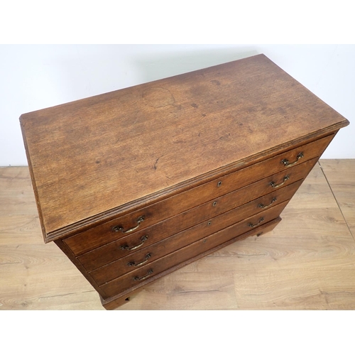 46 - A 19th Century oak Chest of four long graduated drawers on bracket supports, 3ft 5in W x 2ft 10in H