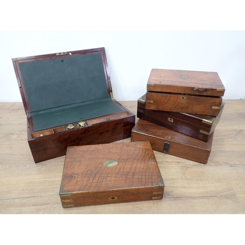 474 - A 19th Century Writing Box, brass bound and four other boxes