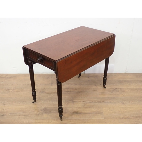 478 - A 19th Century mahogany Pembroke Table with frieze drawer on turned supports, 3ft