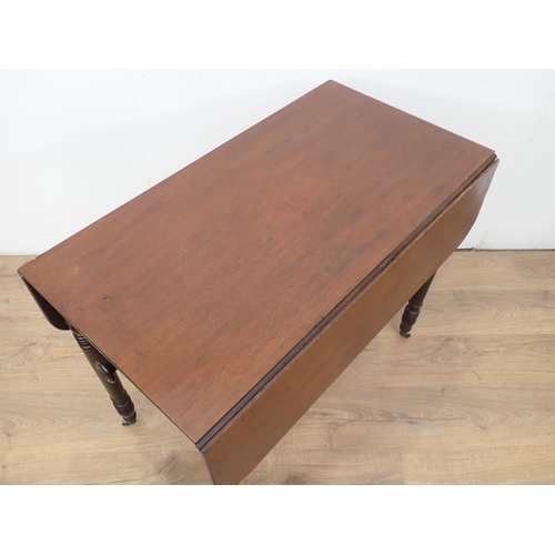 478 - A 19th Century mahogany Pembroke Table with frieze drawer on turned supports, 3ft