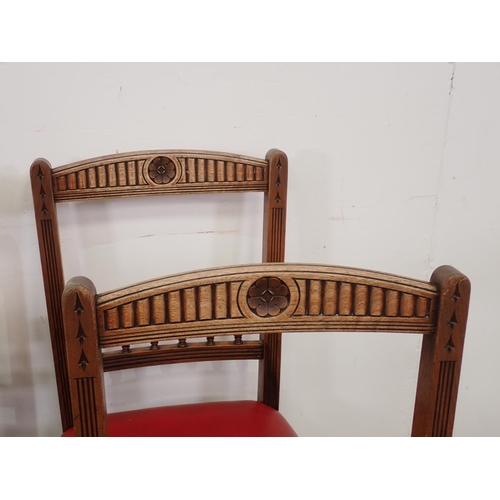 484 - A set of six mahogany Dining Chairs by James Shoolbred with stuff-over seats and turned front suppor... 