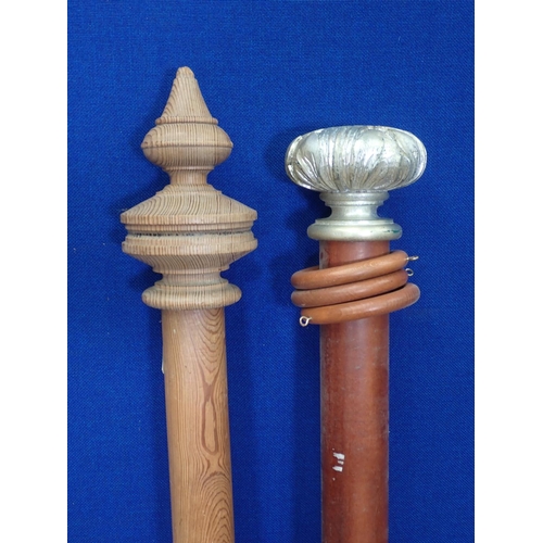 515 - A wooden Curtain Poles, and a part wooden Curtain Pole, both 5ft 3in