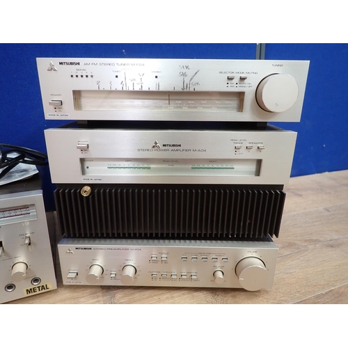 524 - A Mitsubishi DP-EC7 fully automatic Turntable A Mitsubishi Amplifier, Tuner, Cassette Player and a S... 