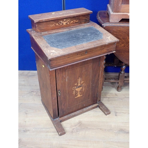 551 - An oak gateleg Table, a two tier Plant Stand, a Bedside Cupboard, an inlaid Edwardian Davenport Desk... 