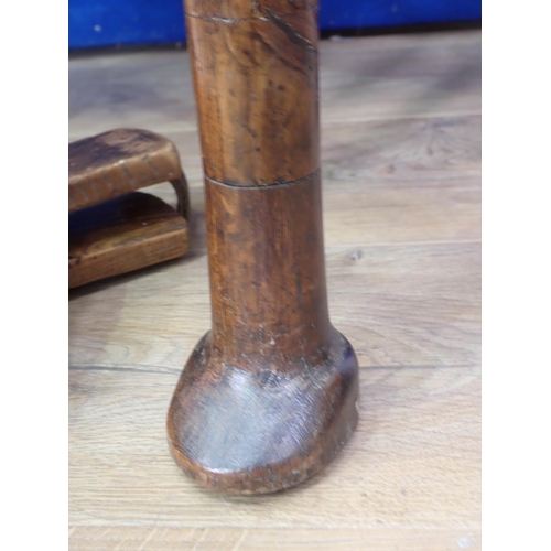 554 - A ladderback rush seated Chair, a wooden Trough, a copper Coal Hod and a pair of Bellows