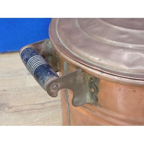 580 - An antique copper lidded Log Bin with carrying handles, 2ft 7in W