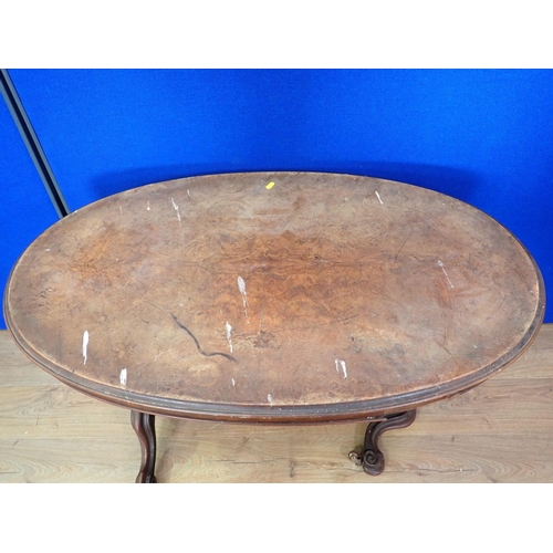 598 - A Victorian walnut oval Centre Table, 3ft 7in, A/F