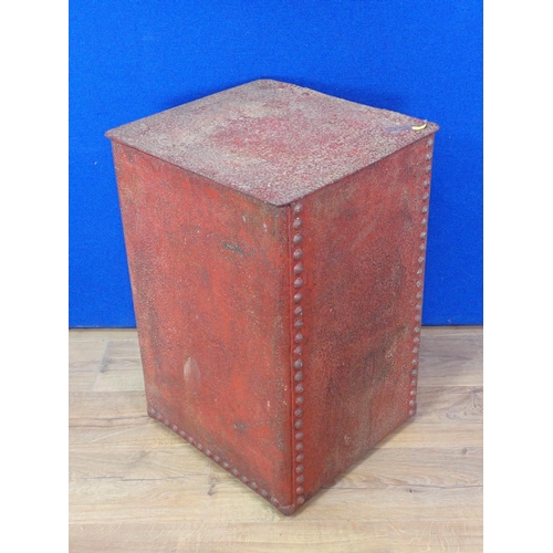 602 - A red painted industrial design metal Grain/Log Bin, 2ft 1in H