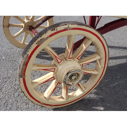 613 - An East London style Hand Cart with painted finish in red and cream, 7ft 7in L