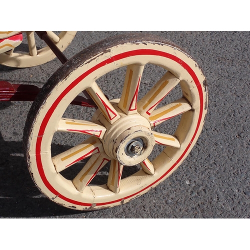 613 - An East London style Hand Cart with painted finish in red and cream, 7ft 7in L