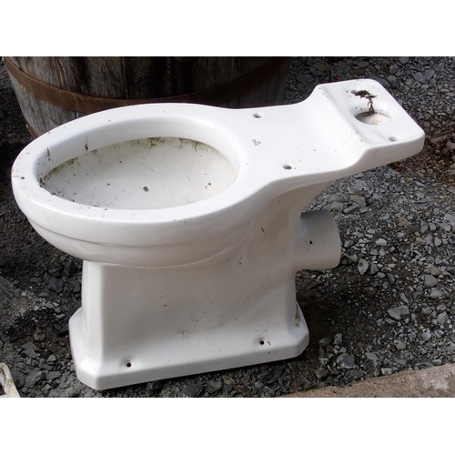 622 - Two Shanks Basins with Taps, two other Basins and Stand, four brackets and a Toilet, A/F