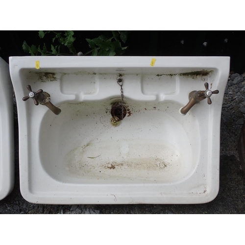 622 - Two Shanks Basins with Taps, two other Basins and Stand, four brackets and a Toilet, A/F