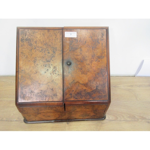 7 - A Victorian walnut Stationery Cabinet with numerous interior divisions, 14 1/2in labelled Partridge ... 