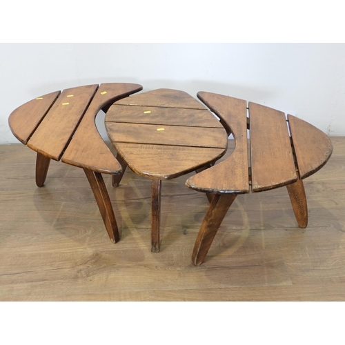 97 - Two French wooden crescent shaped Coffee Tables, another of similar design and a modern Coffee Table