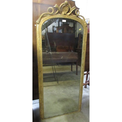 25A - A 19th Century gilt Pier Glass with rope and shell surmount and rope twist border, 5ft 5in H x 2ft 4... 