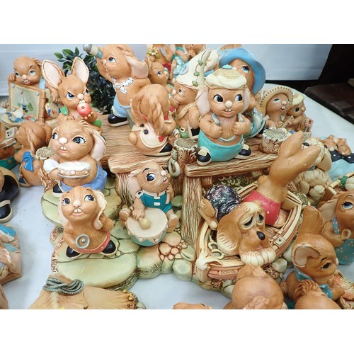 347 - A large quantity of Pendelfin Figurines, a quantity of metal figurines, 2 old Teddy Bears, etc