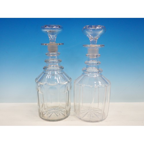 477 - A near pair of antique Decanters and a glass Soda Syphon