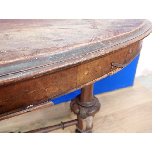 598 - A Victorian walnut oval Centre Table, 3ft 7in, A/F