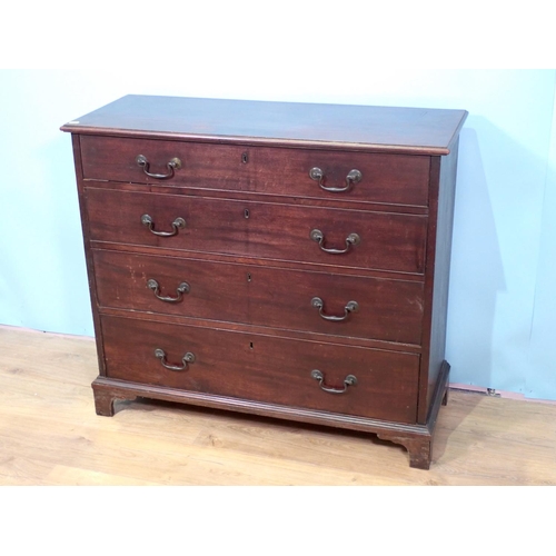 111 - A 19th Century mahogany Chest of four graduated drawers mounted upon ogee bracket feet 3ft 3in W x 2... 