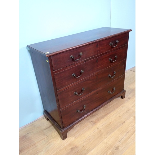 111 - A 19th Century mahogany Chest of four graduated drawers mounted upon ogee bracket feet 3ft 3in W x 2... 