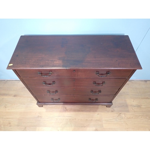 111 - A 19th Century mahogany Chest of four graduated drawers mounted upon ogee bracket feet 3ft 3in W x 2... 