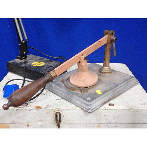 117 - An Anglepoise Lamp,(Failed Pat Test) a Dental M.F.G. Co Ltd Crimping Tool, Cutting Tool and a wooden... 