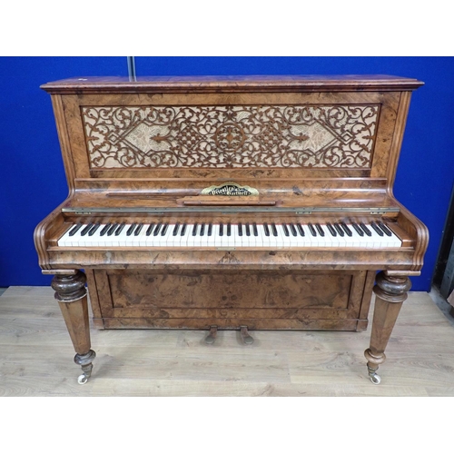 123 - A 19th Century walnut cased Upright Piano by Priestley & Hartwell 4ft 6in W x 3ft 10in H