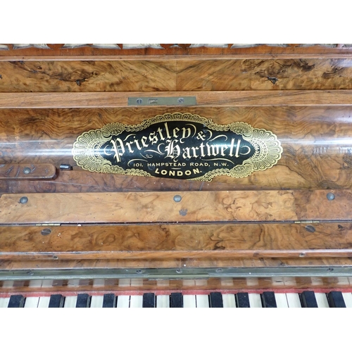 123 - A 19th Century walnut cased Upright Piano by Priestley & Hartwell 4ft 6in W x 3ft 10in H