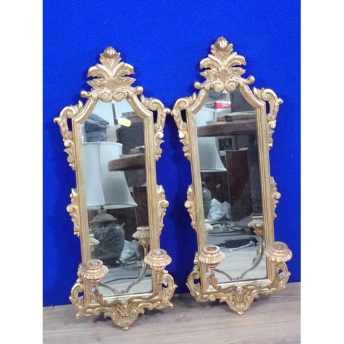 140 - A pair of modern Rococo style gilt Girandole Mirrors 1ft 11in x 9in W