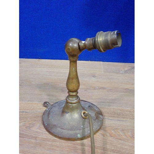 147 - A brass Table Lamp in the manner of Voysey on two tier stepped base 2ft 4in H, another brass Table L... 