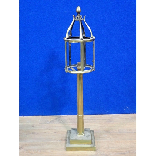 147 - A brass Table Lamp in the manner of Voysey on two tier stepped base 2ft 4in H, another brass Table L... 