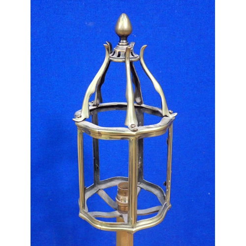 147 - A brass Table Lamp in the manner of Voysey on two tier stepped base 2ft 4in H, another brass Table L... 